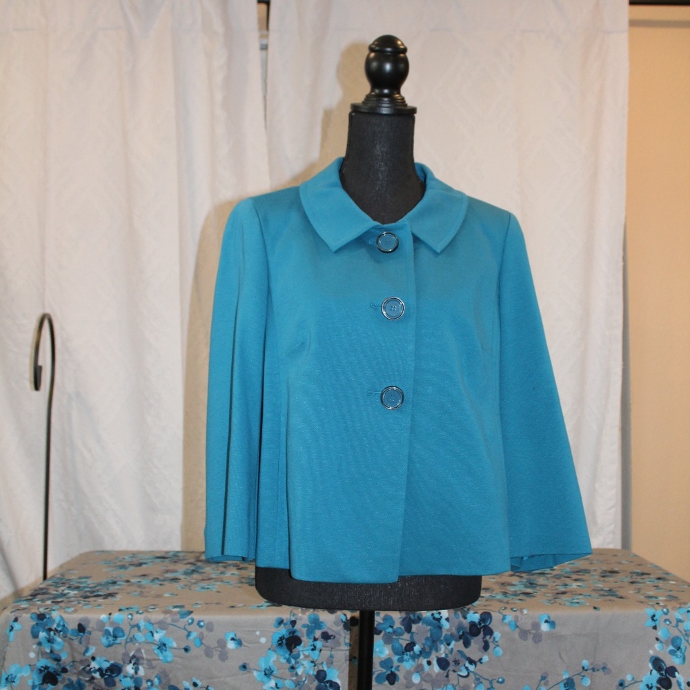 Talbots Teal Button Down Jacket With Fluted Sleeve - image 1